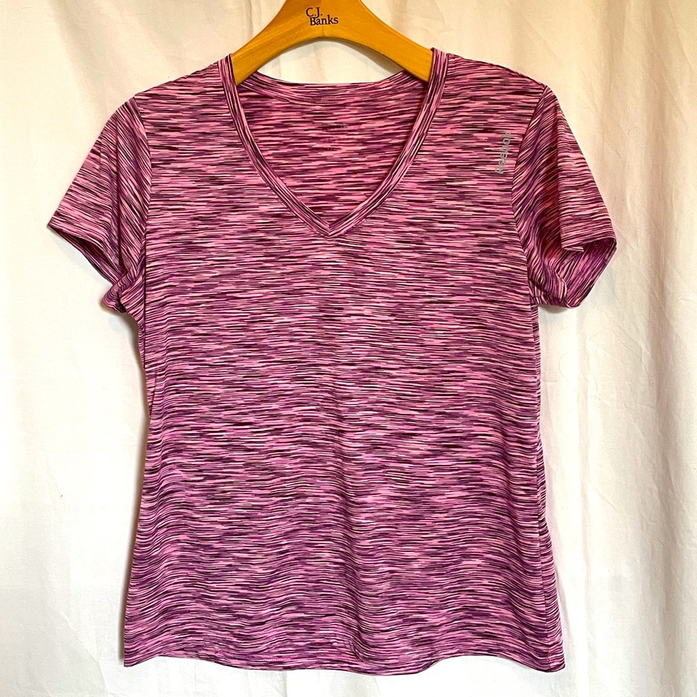 Reebok XL Athletic T Shirt Pink Purple Space Dye
